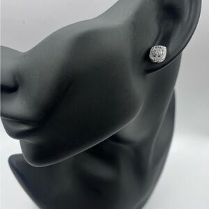 Cushion Cut Natural Diamond Sterling Silver Earring Studs